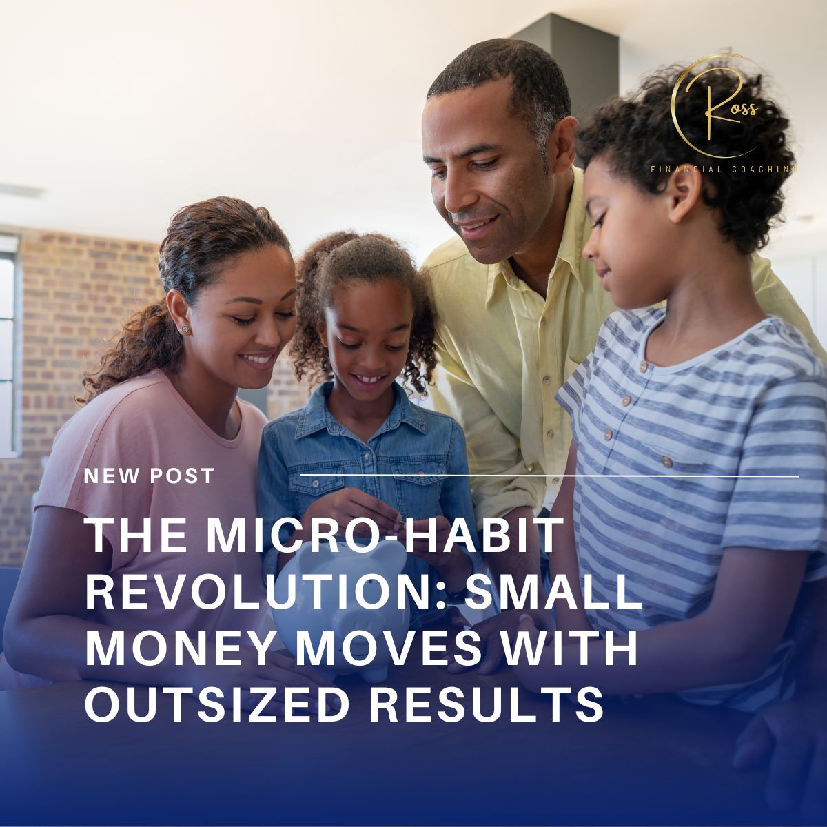 Black Family Saving Coins in the piggy bank